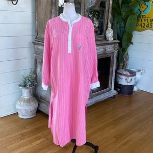 J. CREW Cotton-linen popover cover-up shirtdress in pink stripe XL NEW